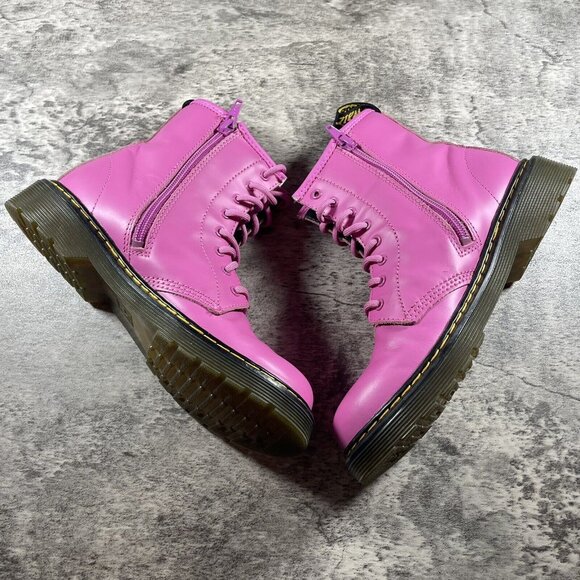 Dr Martens 1460 Pink Leather  8 Eye - Ankle Zip Up Boots Women’s Size 5 - Picture 6 of 10